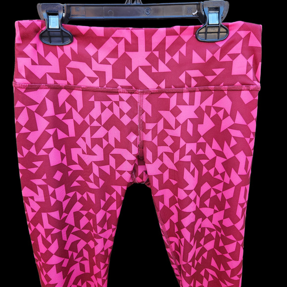 Reebok Geometic Print Pink Burgundy Women's Leggings Size Small Ankle Length - Picture 2 of 12